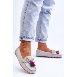 Loafers i mocka med rosett och fransar Grå Dorine 3