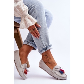 Loafers i mocka med rosett och fransar Grå Dorine 5
