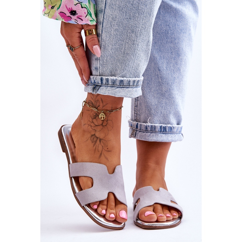 Klassiska mockatofflor damer grå Evana 2