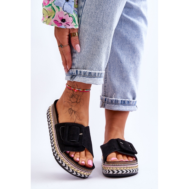 PS1 Damsandaler På En Dekorerad Plattform Svart Joyce 1