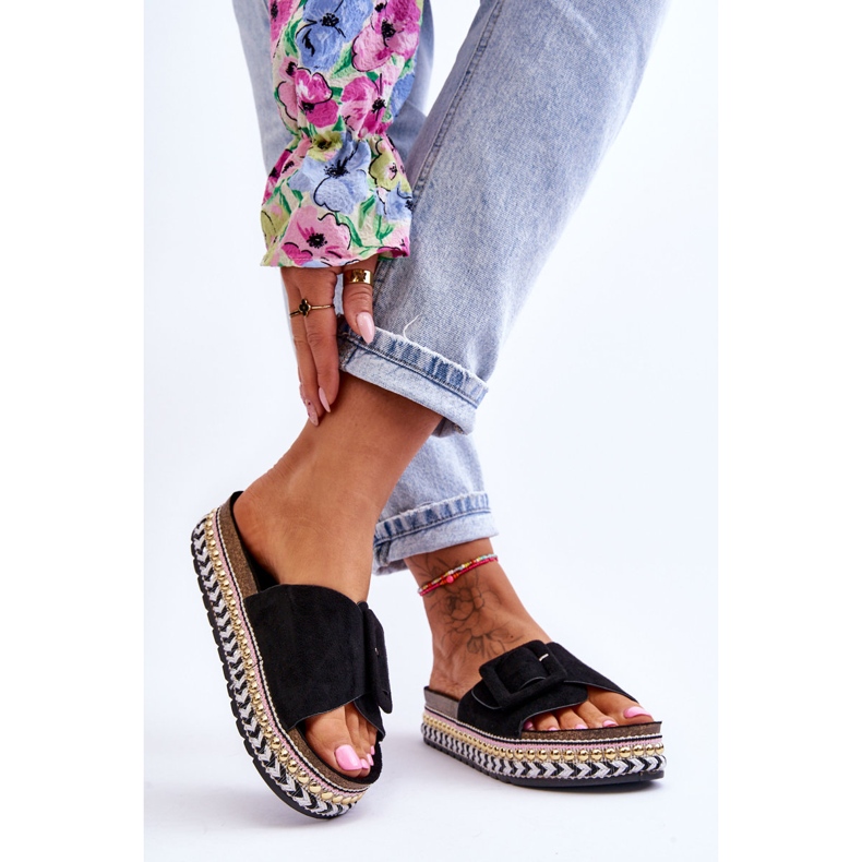 PS1 Damsandaler På En Dekorerad Plattform Svart Joyce 2