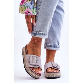 Damsandaler På En Dekorerad Plattform Grå Joyce 1