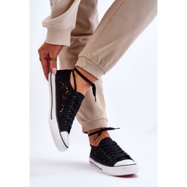 Damsneakers i spetstextil Svart Fergo 2