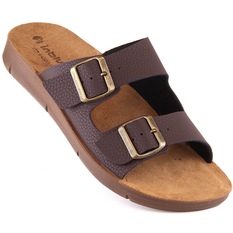 Bekväma herrrutschbanor med spännen brun Inblu CM000028-043 1