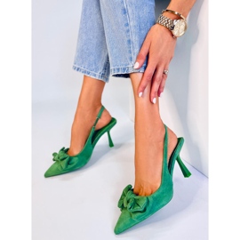 BM Shirley Green Pumps med öppen klack grön 2