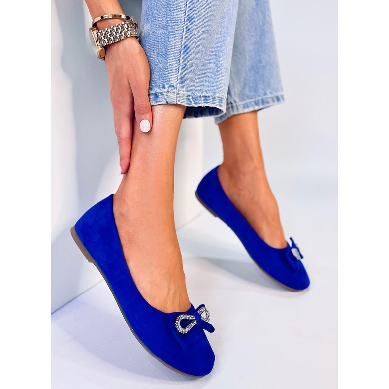BM Benoit Blue rosett mocka ballerinor blå 2