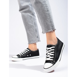 Klassiska svarta Shelovet-sneakers i ekoläder 1