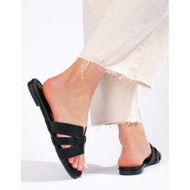 Svarta tofflor för kvinnor gjorda av ekologiskt läder Shelovet 2