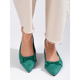 Shelovet gröna mockaballerinor för kvinnor 1