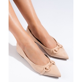 Shelovet ballerinor i beige mocka för kvinnor 1