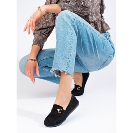 Shelovet loafers i svart mocka för kvinnor 1