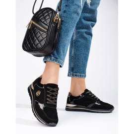 Shelovet sportskor i svart läder 2