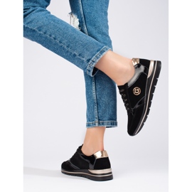 Shelovet sportskor i svart läder 1