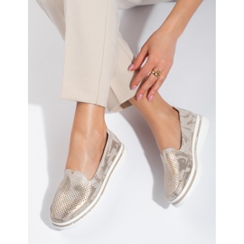 Shelovet läder guld genombrutna skor gyllene 1