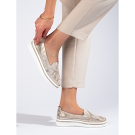 Shelovet läder guld genombrutna skor gyllene 2