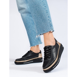 Shelovet sportskor i svart läder 1