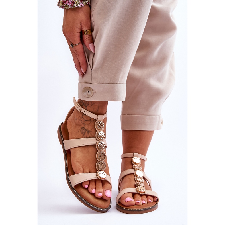 PG1 Damsandaler med dekorativt skärp Beige Rochelle 1