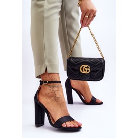 Satin högklackade sandaler Svart Linsy 2