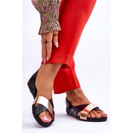 Lemar Lädersandaler med svart och guld Addison 2