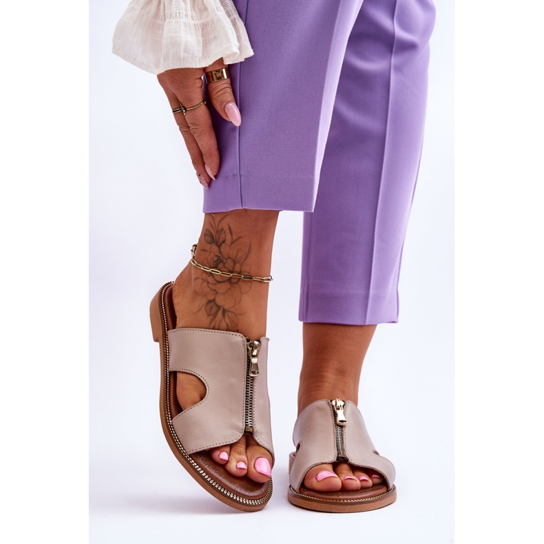 Lemar Damtofflor med dekorativ dragkedja Beige Clarence 1