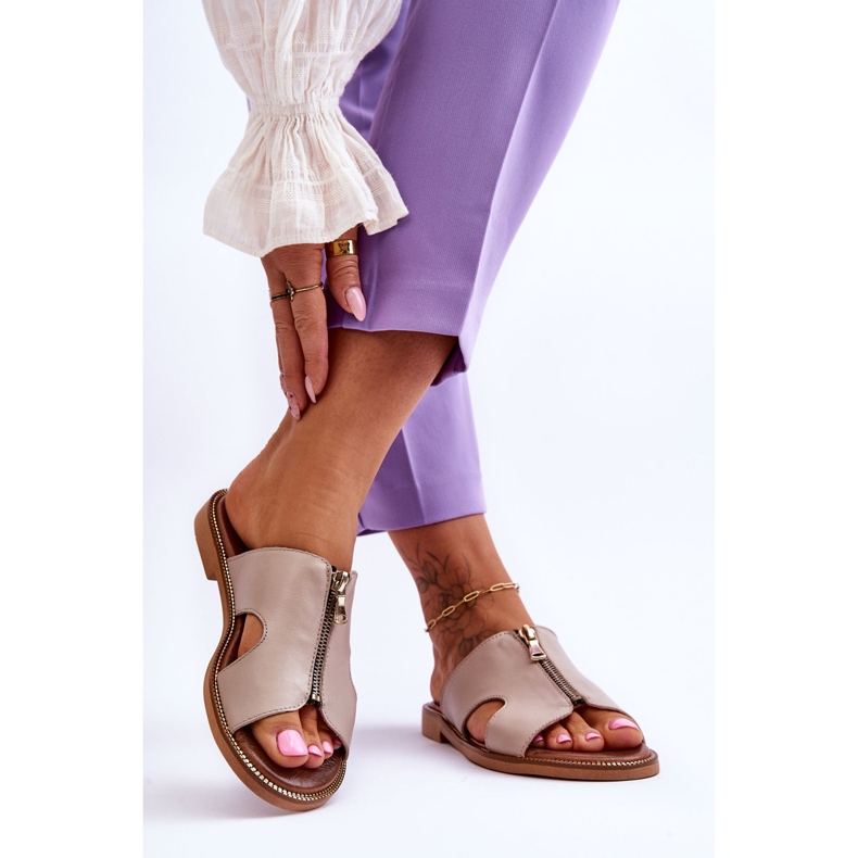 Lemar Damtofflor med dekorativ dragkedja Beige Clarence 2