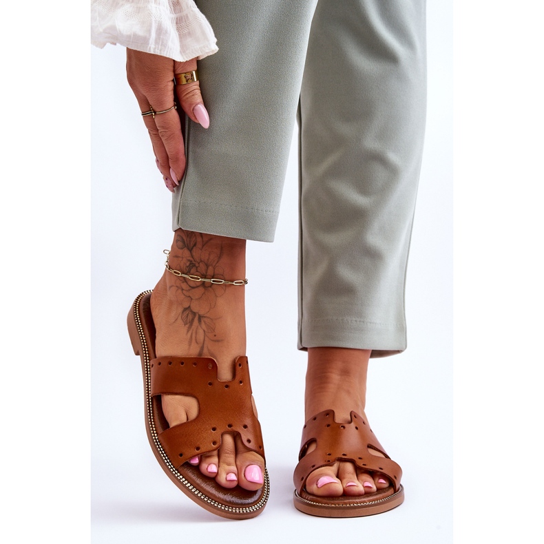 Lemar Damsandaler med dekorativa utskärningar Brun Emily 1