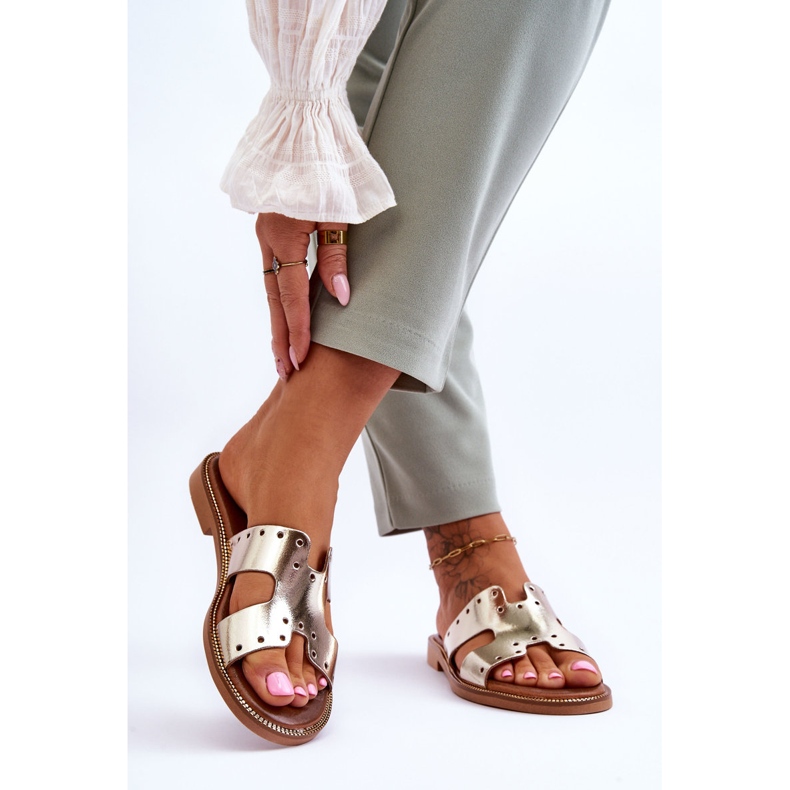 Lemar Kvinnors tofflor med dekorativa utskärningar Golden Emily gyllene 2