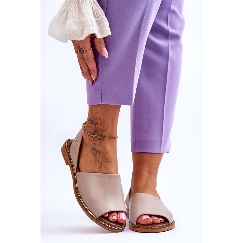 Lemar Alivia Beige Läder Slip On Sandaler 1