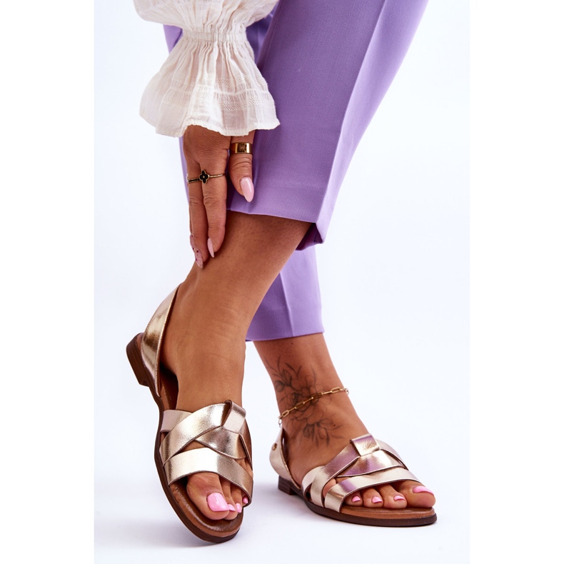 Zazoo Bekväma guld Kayla Läder Slip-On sandaler gyllene 2