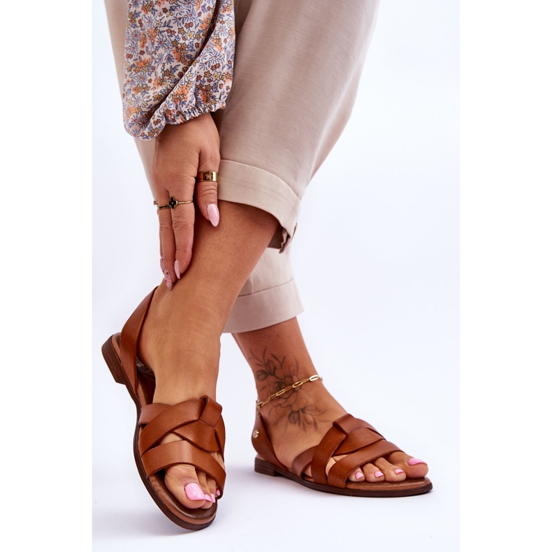 Zazoo Bekväma bruna Kayla Läder Slip-on sandaler 2