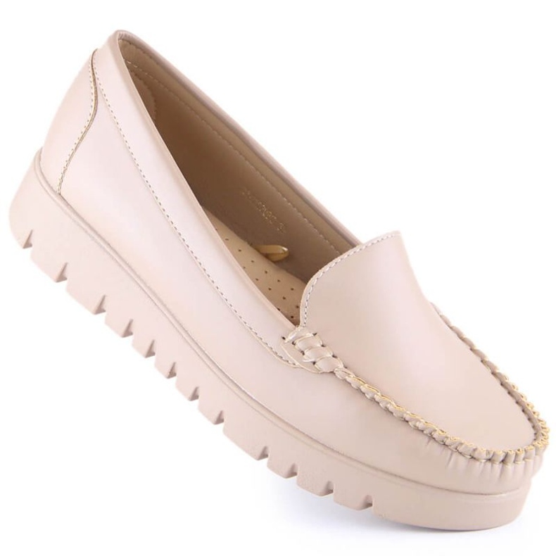 Mockasin loafers på plattformen Potocki W YQ21020 beige 1