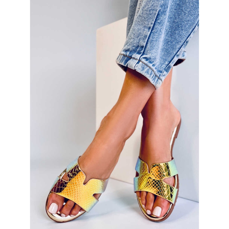 BM Opaliserande Duey Gold-tofflor för kvinnor gyllene 2