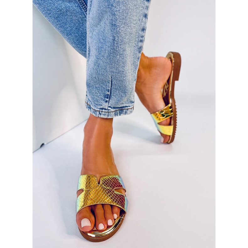 BM Opaliserande Duey Gold-tofflor för kvinnor gyllene 1