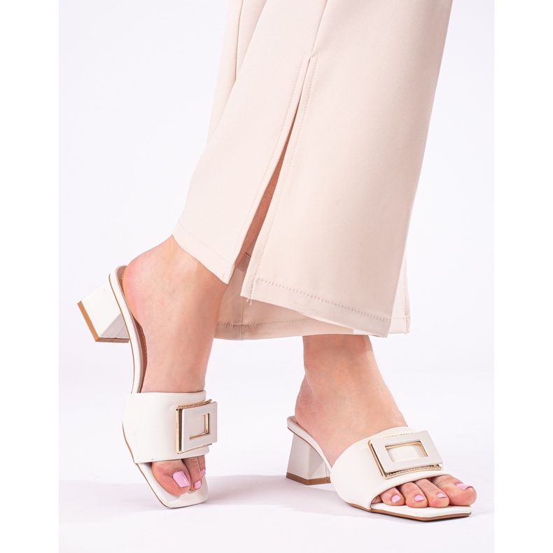 Damtofflor med låg klack Shelovet vit 1