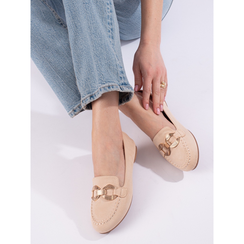 Bekväma Shelovet loafers i beige mocka 1