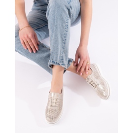 Genombrutna läderskor för kvinnor på Shelovet gyllene plattform 1