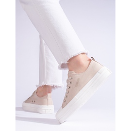 Damsneakers på plattformen beige Big Star LL274969 1