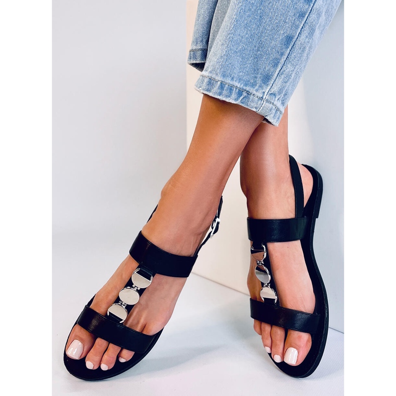 BM Cheek Black metallic damsandaler svart 1