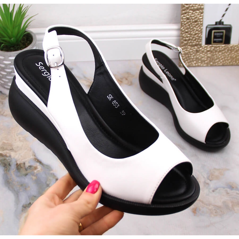 Kilsandaler för kvinnor vita Sergio Leone SK853 1