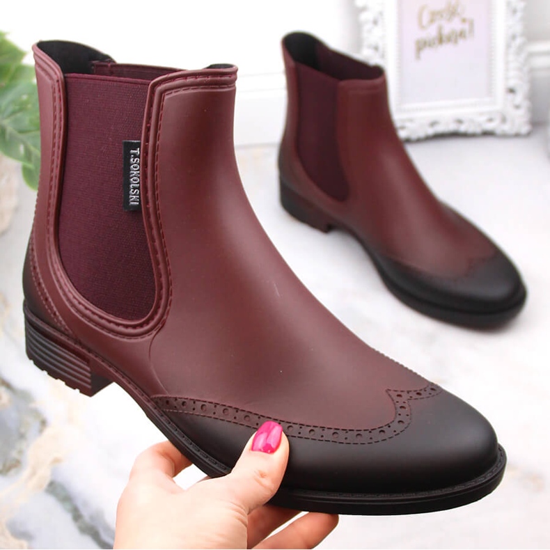 Damvattentäta slip-on stövlar T.Sokolski KAL23-01 röd 1