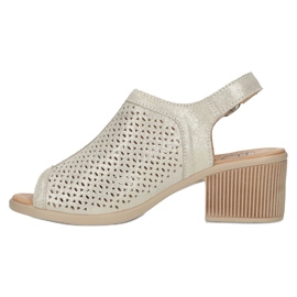 Beige/guld Filippo Openwork Lädersandaler DS4475 gyllene 4