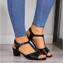 Svarta damsandaler på stolpen Sergio Leone SK806-01P 2