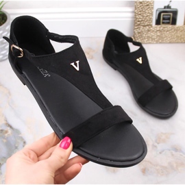 Platta svarta mockasandaler för kvinnor Vinceza 17270 1