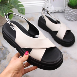 Beige platåsandaler för kvinnor Jezzi 5473 1