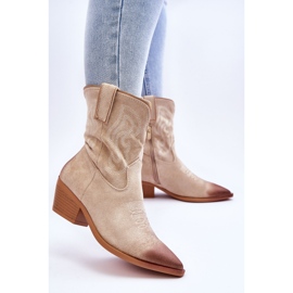 PG1 Klaira Beige Cowboystövlar i mocka 2