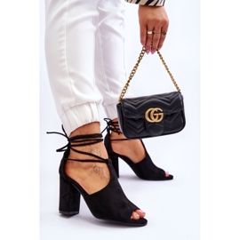 PG1 Svart Sophie Mocka med snörning av högklackade sandaler 2