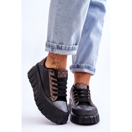 PG1 Sneakers i läderplattform för kvinnor, svart Alison 1