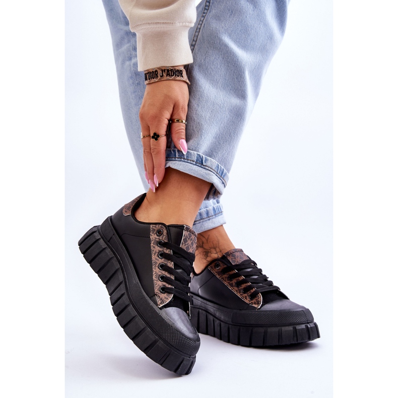 PG1 Sneakers i läderplattform för kvinnor, svart Alison 2