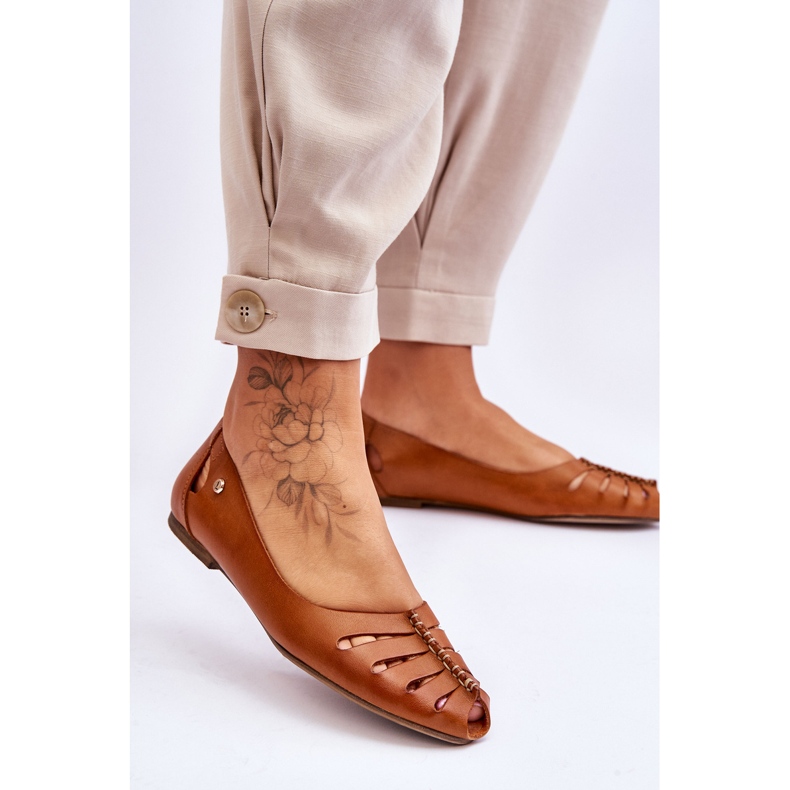 Lemar Bekväma läderballerinor för kvinnor Brun Luka 2