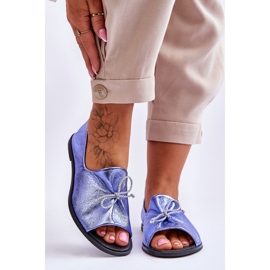 Läderballerinor för kvinnor Nicole 2660/066 Blå 1